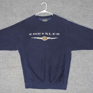 Chrysler Sweatshirt Mens M Navy Blue Embroidered Logo Pullover Crewneck